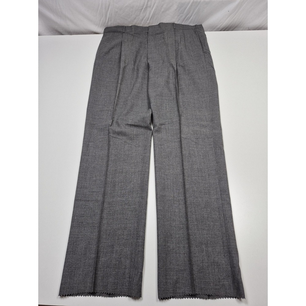 Racquet Club Dress Pants Mens 44x34 Gray Wool Flat Front Straight Unhemmed USA